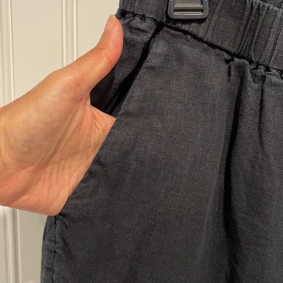 Quince Womens 100% European Linen Elastic Waist Pull On Pants Black Size Large - Picture 6 of 11
